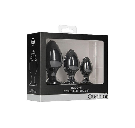 Rippled Butt Plug Set - Black